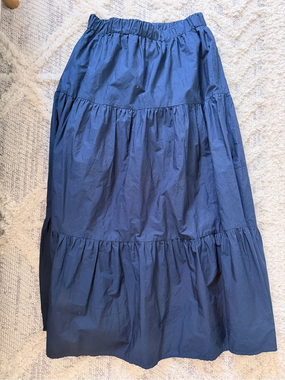 Women’s Navy Tiered Maxi Skirt - Elastic Waist